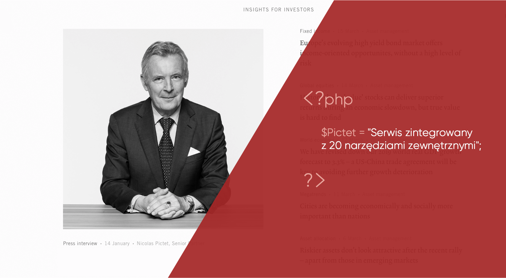 Pictet  - Serwis zintegrowany z 20 narzędziami zewnętrznymi